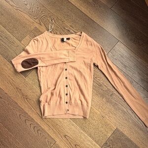 Tan Cardigan with Elbow Patch